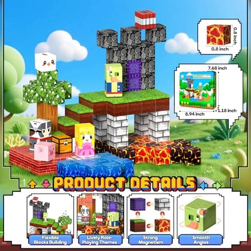 Wootoyz 99 Pcs Magnetic Blocks, Toys for 3-6 Year Old Boys Travel Magnetic Tiles Set Stocking Fillers Kids 3 4 5 6 Year Old Boy Girl Gifts Plane Activities for Kids — view 5