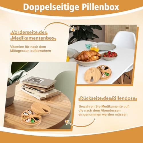 Weekly Medication Pill Organiser Box Pill Box Wooden Tablet Organiser 2 Times a Day Tablet Box Supplement Organiser AM PM Travel Pill Case Medicine Storage Box for Medication Vitamins Fish Oils — view 6