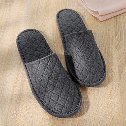 Portable Travel Sandals - Open Toe, Cotton, Spa Hotel, Non-disposable Guest Indoor House Trip Slippers (Deep Grey - closed toe, UK Size 8, Women's, Medium) — view 2