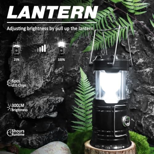 DIBMS 4-Pack Solar Camping Lantern, Collapsible Flashlight Emergency Lights — view 2