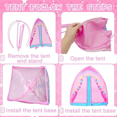 Carreuty 43 Pcs Doll Clothes Travel Camping Accessories, Camping Fashion Playset 1 Tent 1 Telescope 4 Dresses 4 Shoes 4 Pets 29 Accessories Set for 11.5 Inch Doll Girls Gift — view 6