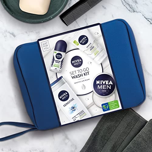 NIVEA MEN Set To Go Wash Kit Gift Set (5 Pieces), Men's Gift Set Includes Shower Gel, Face Wash, Anti-Perspirant Roll-On, Moisturising Cream and Hanging Wash Bag — view 5