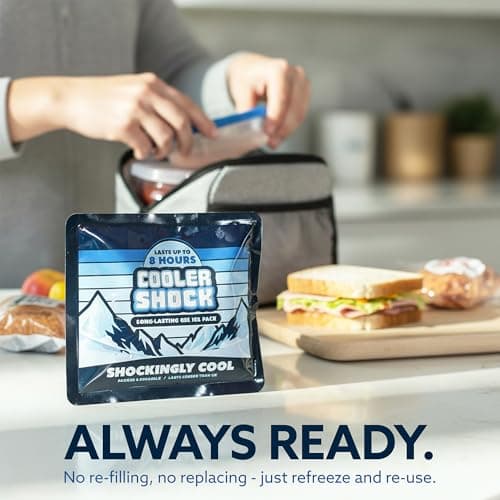 Cooler Shock Reusable Prefilled Ice Packs for Coolers & Lunch Boxes - Long Lasting Cold Freezer Packs for Lunchbox, Non-Toxic Gel Ice Pack for Camping, Lunch Bags, Road Trips, 2 Pack (6.5"x7.5") — view 6
