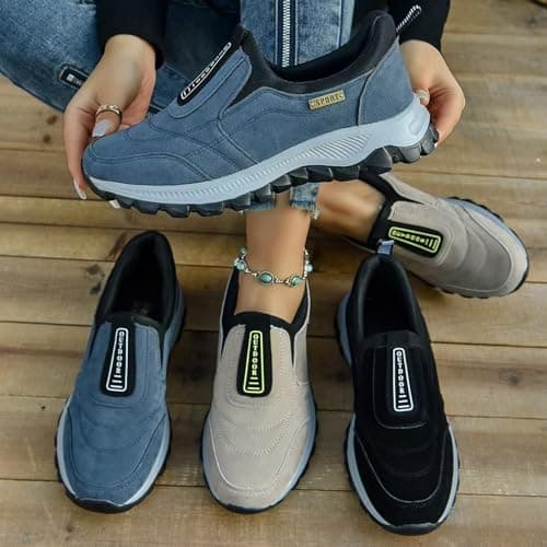 Slip On Trainers Men Walking Shoes with Arch Support, Lightweight Mesh Lining Hiking Shoes, Wide Toe Non-Slip Work Trainers, Waterproof Mountain Trekking Athletic Trainer, Travelling, Camping Black — view 6
