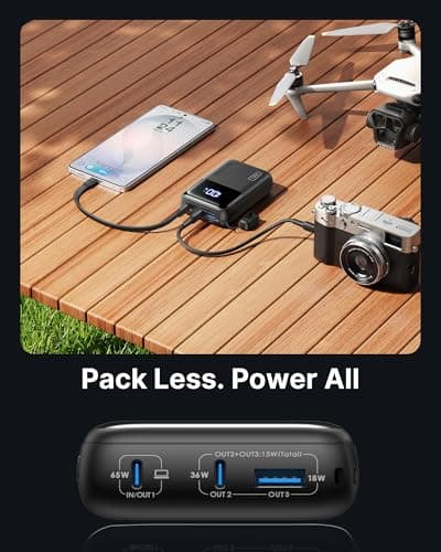 INIU Laptop Power Bank, Smallest 20000mAh 65W Fast Charging Battery Pack — view 4