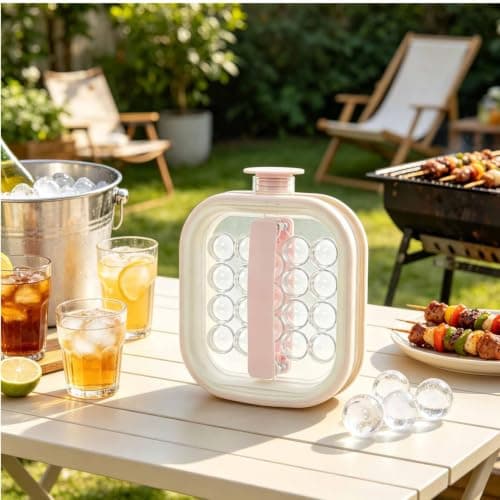 Portable Silicone Ice Ball Maker Kettle, 2-in-1 Silicone Ice Cube Tray Mold with Pull Handles, Ice Bottle for Whiskey, Cocktails, Travel, Camping & Home Bar, Grey — view 4
