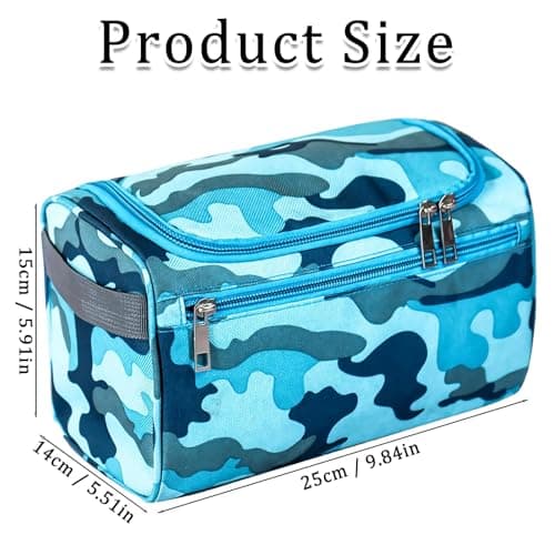Boys Wash Bag with Camouflage Design – Boys Toiletry Bag for Travel and Sports, Durable & Waterproof Kids Wash Bag with Handle and Zipper for School, Gym or Holidays — view 2