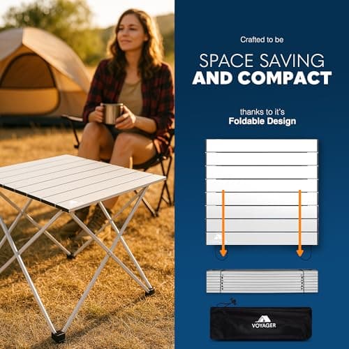 Voyager Camping Table – Foldable Outdoor Table with Adjustable Height, Extra Storage, Quick Setup, Lightweight & Durable – Compact Table for Camping, Picnic & Travel –large 49x46x40cm — view 4