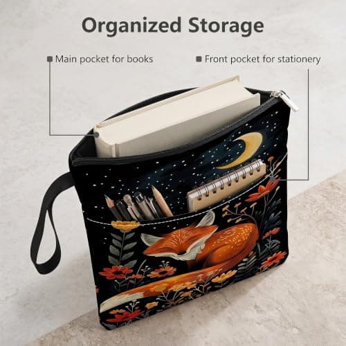 Yipakeh Book Sleeve, Fox Print Zippered for Books/Tablets Travel — view 5