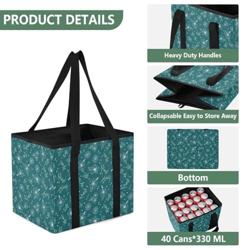 Grckit Car Trunk Organizer Teal Hibiscus Heavy Duty Collapsible Storage Tote Bag with Reinforced Handles for Shopping Travel Picnic — view 3