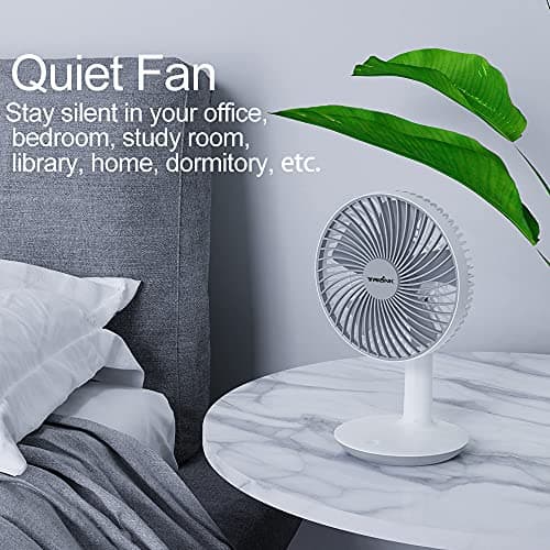 6-Inch Rechargeable Small Desk Fan, Portable Battery-Operated USB Table Electric Fan with 4 Speed Levels, Personal Mini Ventilator for Home Bed Study Room Bedroom Office Camping Cooling-Quite & Silent — view 6