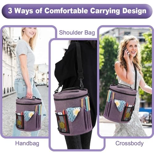 Lighterday Portable Craft Bag for Knitting & Crochet Accessories, Wool & Yarn Storage (Grey) — view 5