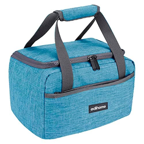 edihome, Insulated Lunch Bag, Cool Bag, 8l, for School, Travel, Picnic or Work, Kids and Adults, Portable, with Handles, Available in Black, Blue, Grey and Brown (Blue)