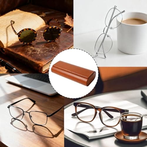 Mornavith Glasses Case Hard Shell, 2Pcs Portable Durable PU Hardshell Spectacle Cases for Men Women Unisex Sunglasses (Maroon + Black) — view 4