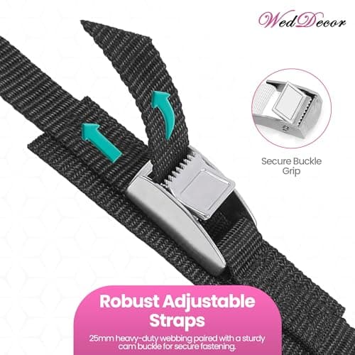 WedDecor Metal Cam Buckle Tie Down Straps 25mm Nylon Straps 1m, White, 1pc — view 3