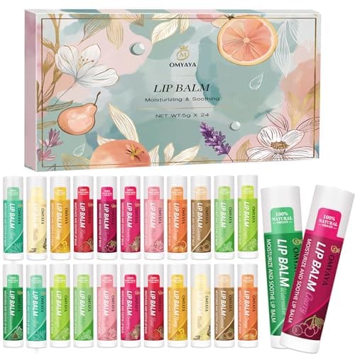 Lip Balm Set,24PCS Flavoured Moisturiser for Lips with Shea Butter&Vitamins