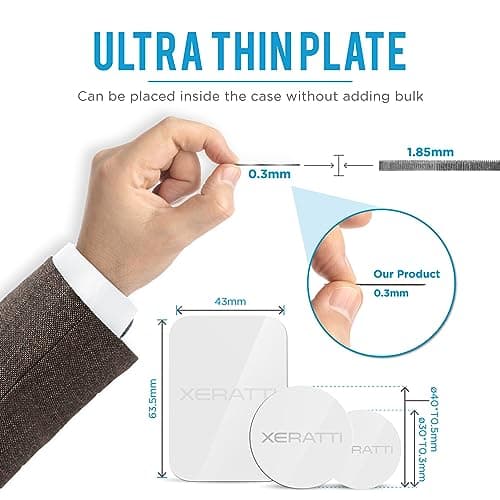 Xeratti 16 Piece Metal Plate Phone Accessories Pack, Premium Ultra Thin Metal Plates for Magnetic Phone Mounts, Car Phone Holders (White) — view 3