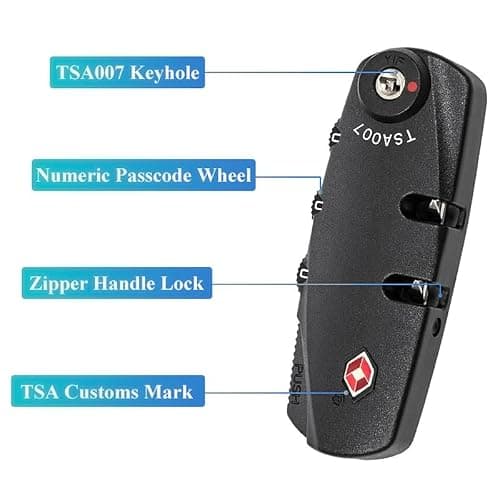 Lahviuu Suitcase Locks 3-Digit Number Combination TSA 007 Suitcases Locks, TSA Approved Luggage Lock for Replacement and Retrofit, Customs Code Lock for Travel Case, Suitcase Accessorie Black — view 6