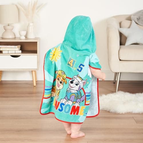 Paw Patrol Poncho Towel 100% Cotton Terry 12M+ Super Absorbent Machine Washable 50 x 50cm Unisex Baby Bath Beach Swimming Towel for Children with Hood — view 4
