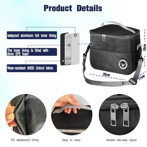 Lunch Bag, Insulated Lunch Bags Thermal Lunch Tote Bags for Women Men 7.9L Cooler Bag Waterproof Leak-Proof for Outdoor, Beach, Camping, BBQ, Travel — view 3