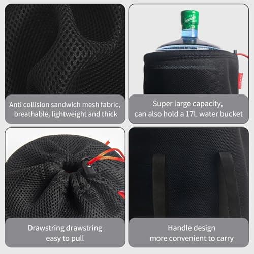Pesoncarl Camping Pot Bag, Camping Cookware Mess Kit Bag, Kitchen Cutlery Organizer With Drawstring, Black Nylon Mesh Outdoor Cookware For Bbq Fishing 22x25cm — view 5
