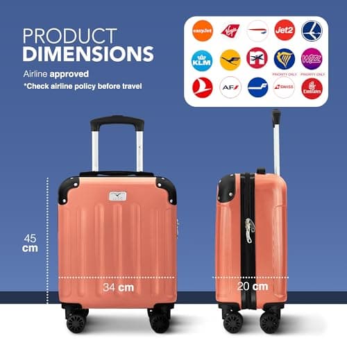 LUGG 15 Inch Skywander Lightweight Underseat Cabin Bag – EasyJet Approved Carry-On Suitcase, Durable ABS Hard Shell, Smooth Double Spinner Wheels, Water-Resistant & Compact Travel Luggage (45x34x20cm) — view 2