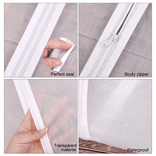 8 Pack Breathable Clothes Covers Bags with Zip, Waterproof Dustproof Garment Protector Bags Moth Proof Dress Bag Covers Damp-proof Mens Suit Storage Bag for Wardrobe Storage and Travel(White) — view 3