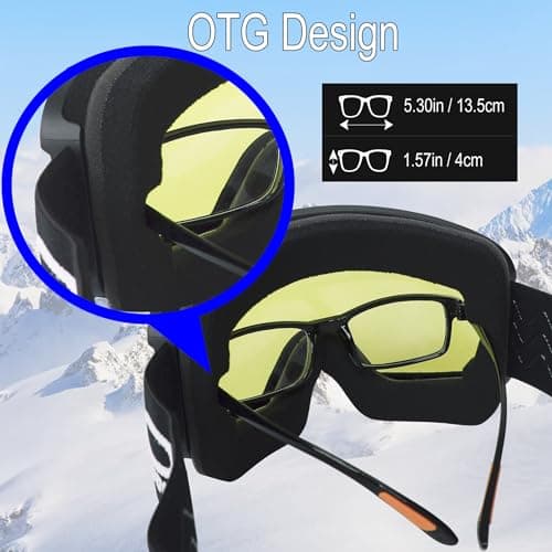 OUTDOORSPARTA Adult ski goggles (7. Black Frame, Yellow Lens) — view 5