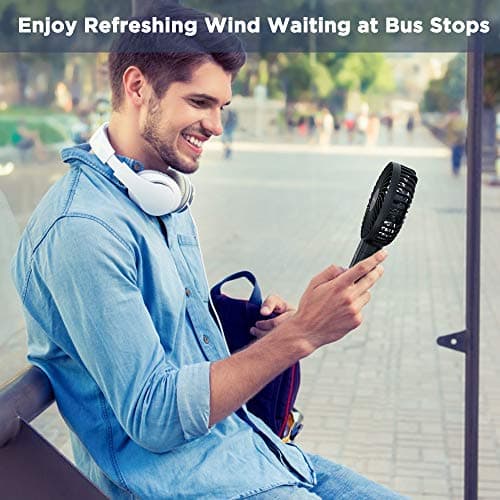 EasyAcc Handheld Fan, Portable USB Fan [Powerful Wind & Quick Cool] Up to 17H 4 Speeds Personal Fan with One Touch Power Off Rechargeable Battery Foldable Adjustable for Home Office Travel-Black — view 6