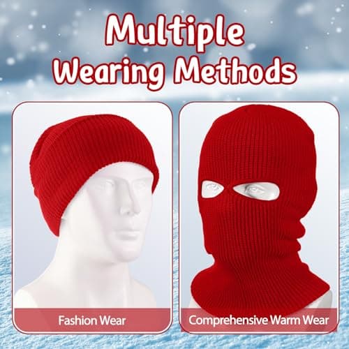 BBTO Ski Mask Balaclava Full Face Cover Red — view 5