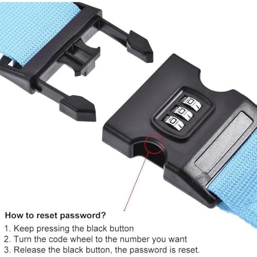 KIMHOME 2Pcs Suitcase Strap, Adjustable Non-Slip Eye-catching Quick Recognition Suitcase Strap with Combination Lock for Travel and Air Travel Moving (Sky Blue) — view 3