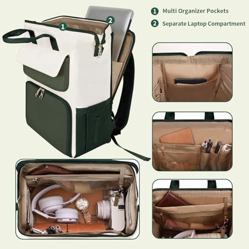 BERTASCHE Lunch Backpack for Women, Laptop Backpack with Lunch Compartment — view 3