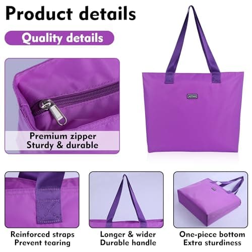 AOTIAN Reusable Grocery Bag, Foldable Shopping Tote Bag with Zipper Closure — view 5