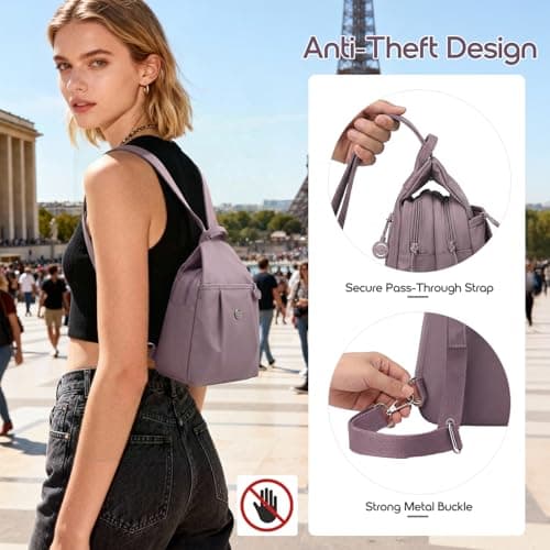 JIECH Anti Theft Crossbody Bags for Women 3 in 1 Convertible Backpack Sling Bag with Wallet Large Oxford Nylon Travel Bag — view 4