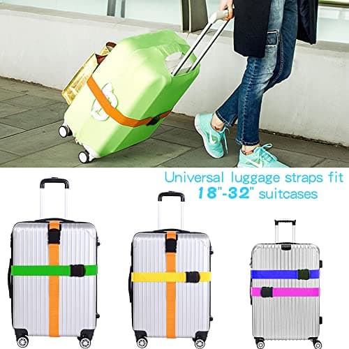 6pack Luggage Straps for Suitcase Straps,Personalised Luggage Straps for Suitcases,Adjustable Travel Packing Secure Belt Accessory Set for Travel Bag — view 6