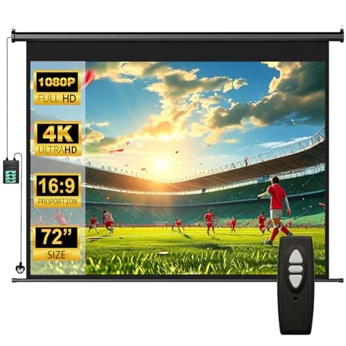 INMOZATA Electric Projector Screen 72 inch/159x89cm Motorised Projector Screen with Remote Control 16:9 Ratio Movie Screen for for Home Theater Cinema Office Video Game Outdoor Indoor-Black