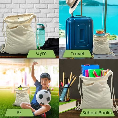 Bronta Mill Plain Cotton Drawstring Bags Rucksack Backpack Gym School PE Book Bag - Pack of 1 — view 4