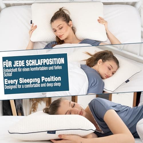 alkamto Memory Foam Pillow 70x45 cm – Ergonomic Neck Support Pillow – Oeko-Tex Certified – Breathable & Thermoregulating Cover – Hypoallergenic & Washable – Ideal for Back & Side Sleepers — view 3