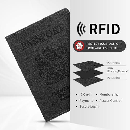 Cinocratic RFID Blocking Passport Holder Cover & Travel Wallet - PU Leather Organiser for Credit Cards, Boarding Pass and ID Cards | Travel Accessories for Men&Women (Black) — view 3