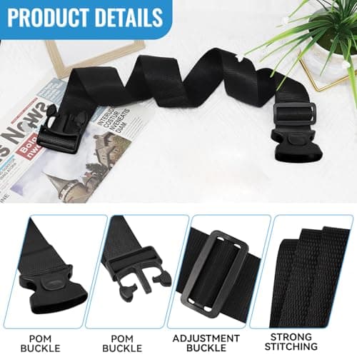 2Pcs Suitcase Straps Set, Adjustable Suitcase Straps, Heavy Duty Luggage Straps with Quick Release Buckle, Travel Accessories Thickened Luggage Belt for Suitcase Baggage (Black) — view 3