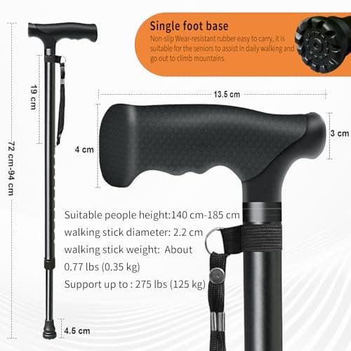 ispuoocti Adjustable Walking Stick All Day Support with Comfortable Grip Walking Aids for the Elderly Lightweight Anti Slip Walking Sticks for Men Women in Multiple Colors for Walking and Short Trips — view 5