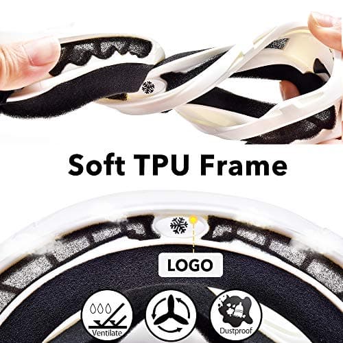 Snowledge Ski Snowboard Goggles with UV400 Protection, Skiing Snowboarding Goggles of Dual Lens with Anti Fog for Men, Women,Helmet Compatible — view 4