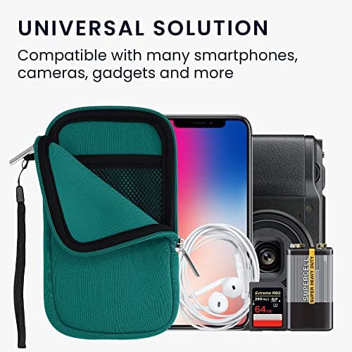 kwmobile Universal Phone Pouch Size L - 6.5" - Neoprene Smartphone Pouch with Zip - Water-Repellent Mobile Phone Case - Sleeve in Petrol — view 4