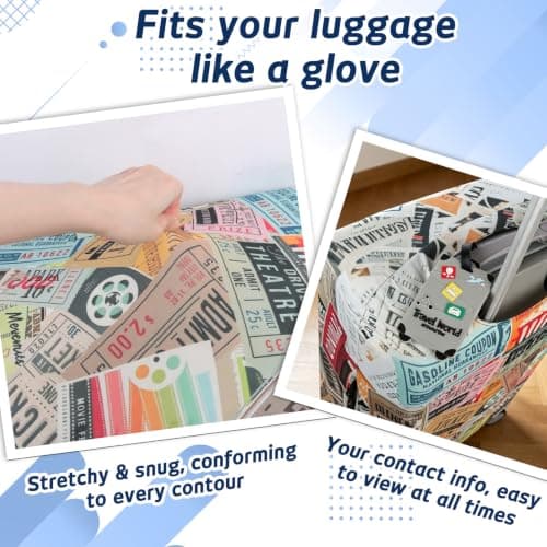 Plliocse Suitcase Covers with Luggage Tag,Large Suitcase Cover with Boarding Pass,Suitcase Covers Protectors Fit 18-32 Inch Luggage — view 3