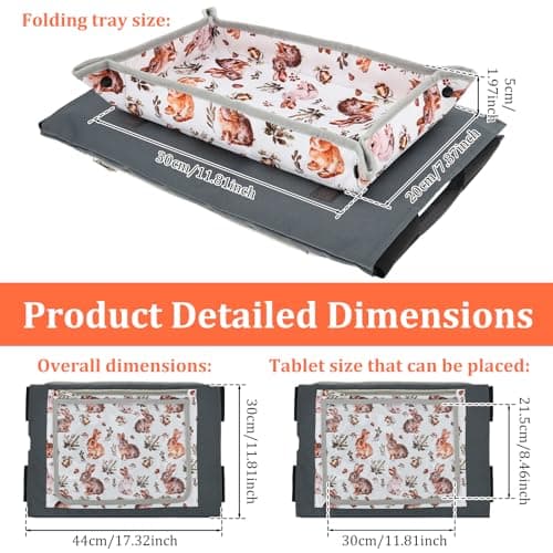 Kids Airplane Tray Table Cover with Tablet Holder | Toddler Travel Essential Activity Lap Tray for Flying, Train & Car Trips | Fabric Pockets & Waterproof Surface, Mess-Free Activity Organiser(Rabbit) — view 2