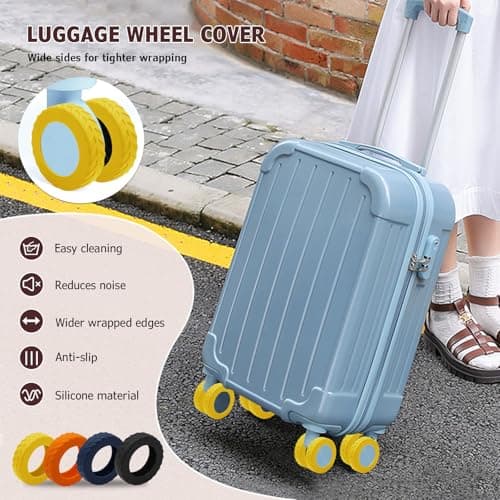 Luggage Wheel Covers, Anti Dust & Scratch, For 2-2.4" wheels - Yellow — view 3