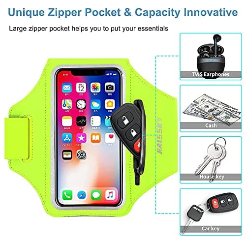 HAISSKY Running Armband with Earbud Pocket,Sweatproof Phone Armband 6.9" — view 2