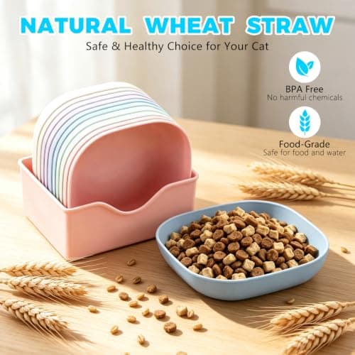 12 Pack Cat Bowls, Kitten Bowls Shallow Plastic Food & Water Dish Set — view 4