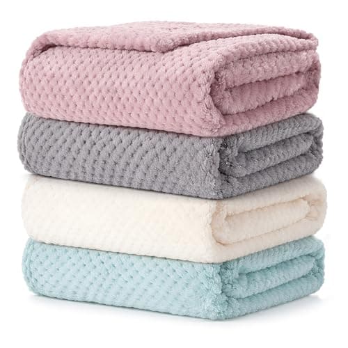 4 Pack Fleece Baby Blanket, Nursery Blanket for Newborn 70x100 cm, 4 Colour
