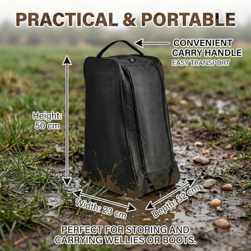 Water-Resistant Long Boot Bag and Shoe Carrier– Perfect Storage Solution for Football, Rugby, Golf, Hiking, Walking, Skiing and Work Footwear (Black) — view 5